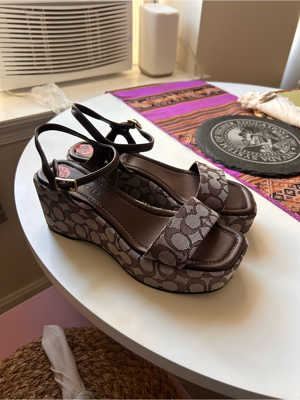 Coach Gale Wedge Sandal Signature Jacquard